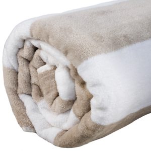 Velour Striped Pool Towel - Stone & White